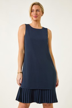 Roman Petite Pleated Hem Shift Dress