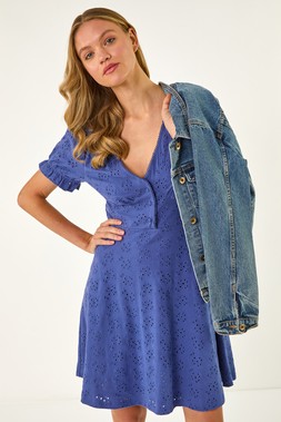 Roman Embroidered Cotton Stretch Jersey Dress
