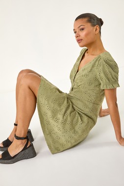 Roman Embroidered Cotton Stretch Jersey Dress