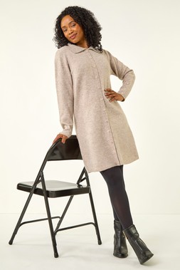 Roman Stone Petite Collared Knit Shift Dress