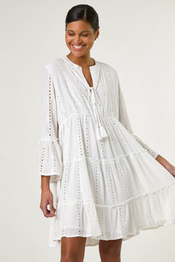 Roman White Shimmer Detail Smock