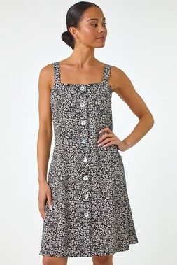 Roman Petite Floral Ditsy Button Dress
