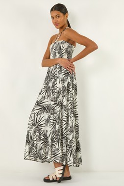 Roman Shirred Bandeau Midi Dress