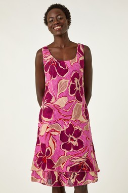 Roman Floral Double Layer Dress
