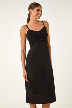 Roman Lace Panel Strappy Midi Dress