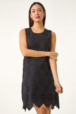 Roman Flower Embroidered Shift Dress