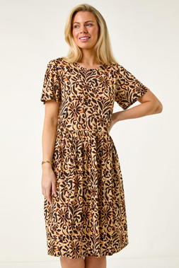 Roman Black Petite Printed Pocket Dress