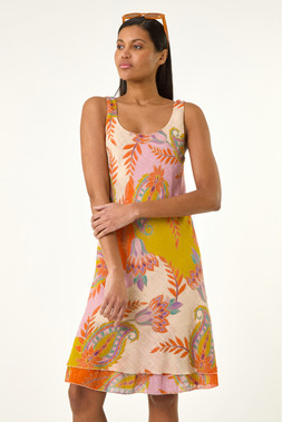 Roman Pink Paisley Double Layer Dress