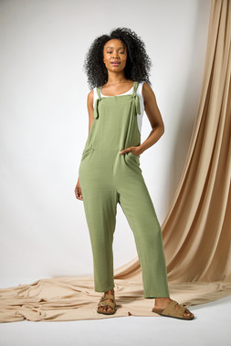 Roman Petite Sage Strap Woven Jumpsuit