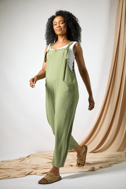 Roman Petite Sage Strap Woven Jumpsuit