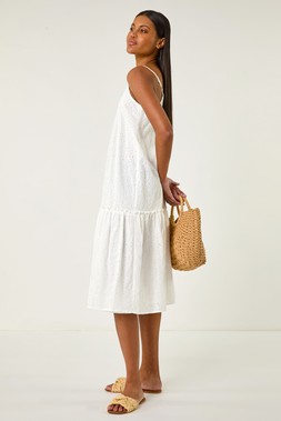 Roman Broderie Frill Tiered Midi Dress