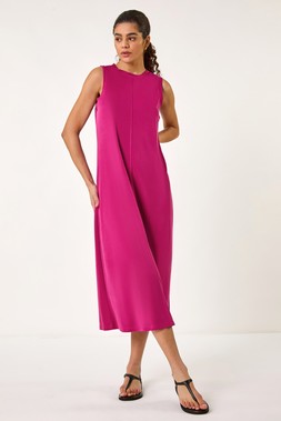 Roman Magenta Sandwash Jersey Midi