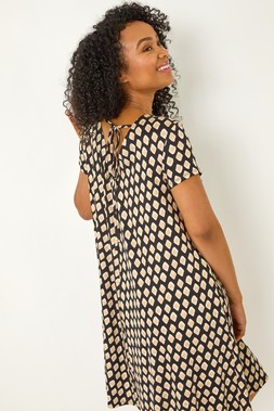 Roman Petite Print V-Neck Swing Pocket Dress