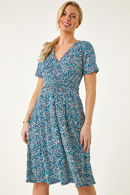 Roman Petite Spot Puff Print Dress