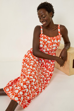 Roman Fruit Print Midi Sundress