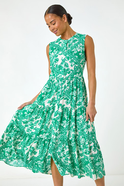 Roman Petite Abstract Button Up Dress