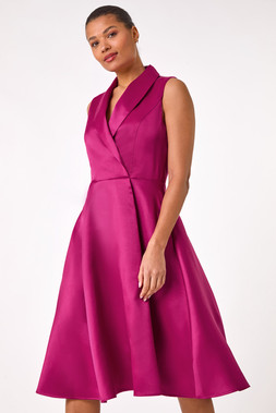 Roman Pink Satin Tuxedo Fit & Flare