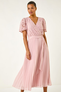 Roman Lace Detail Wrap Midi Dress