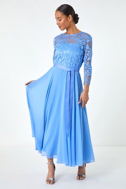 Roman Petite Lace Tie Waist Maxi Dress