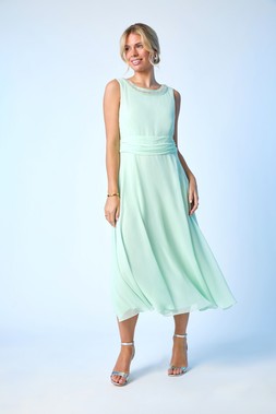 Roman Petite Mint Neck Trim Ruched Midi Dress