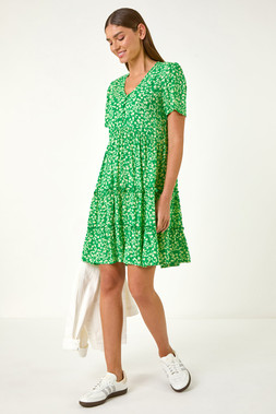 Roman Floral Short Tea Dress