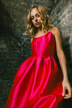 Roman Dusk Pink Twill Cami Pleated Midi Dress