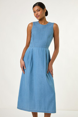 Roman Denim Midi Stretch Dress