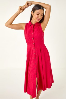 Roman Embroidered Buttoned Midi Dress