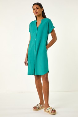 Roman Jade Linen Mix Shift Dress