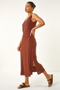 Roman Bias Linen Mix Midi Dress