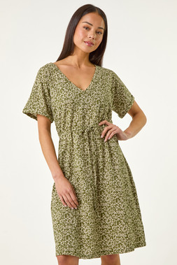 Roman Petite Disty Floral Tie Waist Dress