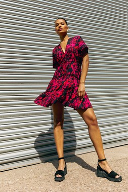 Roman Abstract Print Boho Mini Dress