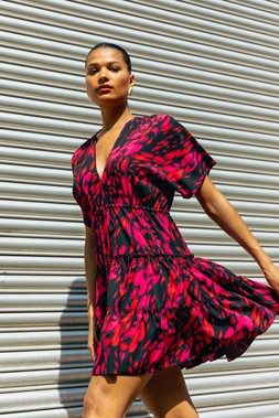 Roman Abstract Print Boho Mini Dress