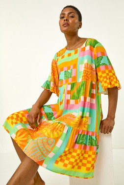 Roman Bright Printed Smock Dress