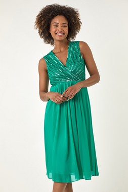Roman Embellished Beaded V-Neck Maxi Dress