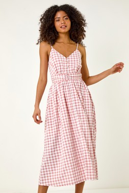 Roman Dusk Pink Gingham Cami Dress