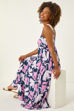 Roman Navy Floral Strappy Maxi Dress