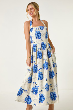 Roman Petite Floral Stretch Midi Dress