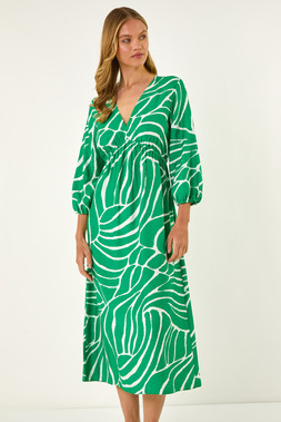 Roman Abstract Geometric Midi Dress