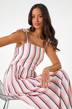 Dusk Stripe Shirred Cami Dress