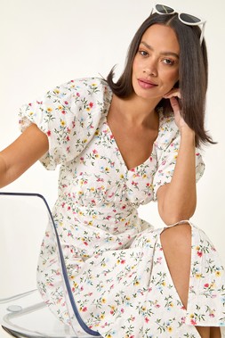 Roman Dusk Ditsy Broderie Midi Dress