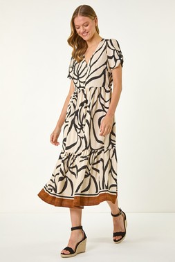 Roman Linear Border Shirt Dress