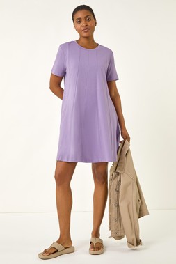 Roman Lavender Cotton Panelled Swing Stretch Dress