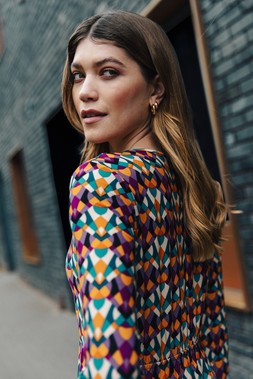 Roman Amber Geo Print Midi Dress