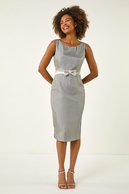 Roman Silver Bow Shift Dress