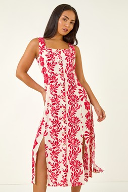 rOMAN Petite Button Front Midi Dress