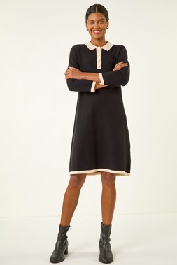 Roman Button Detail Knitted Dress