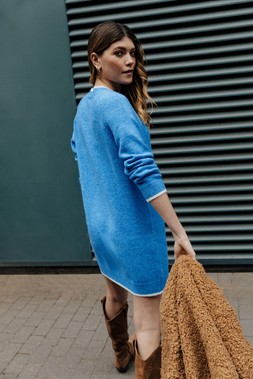 Roman Blue High Neck Knitted Dress