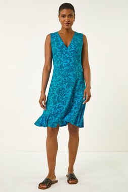 Roman Blue Spot Print Wrap Dress