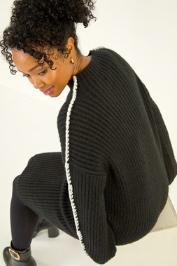 Roman Petite Black Ribbed Knitted Dress